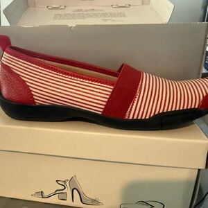 Ros Hommerson Red and White Striped Flats